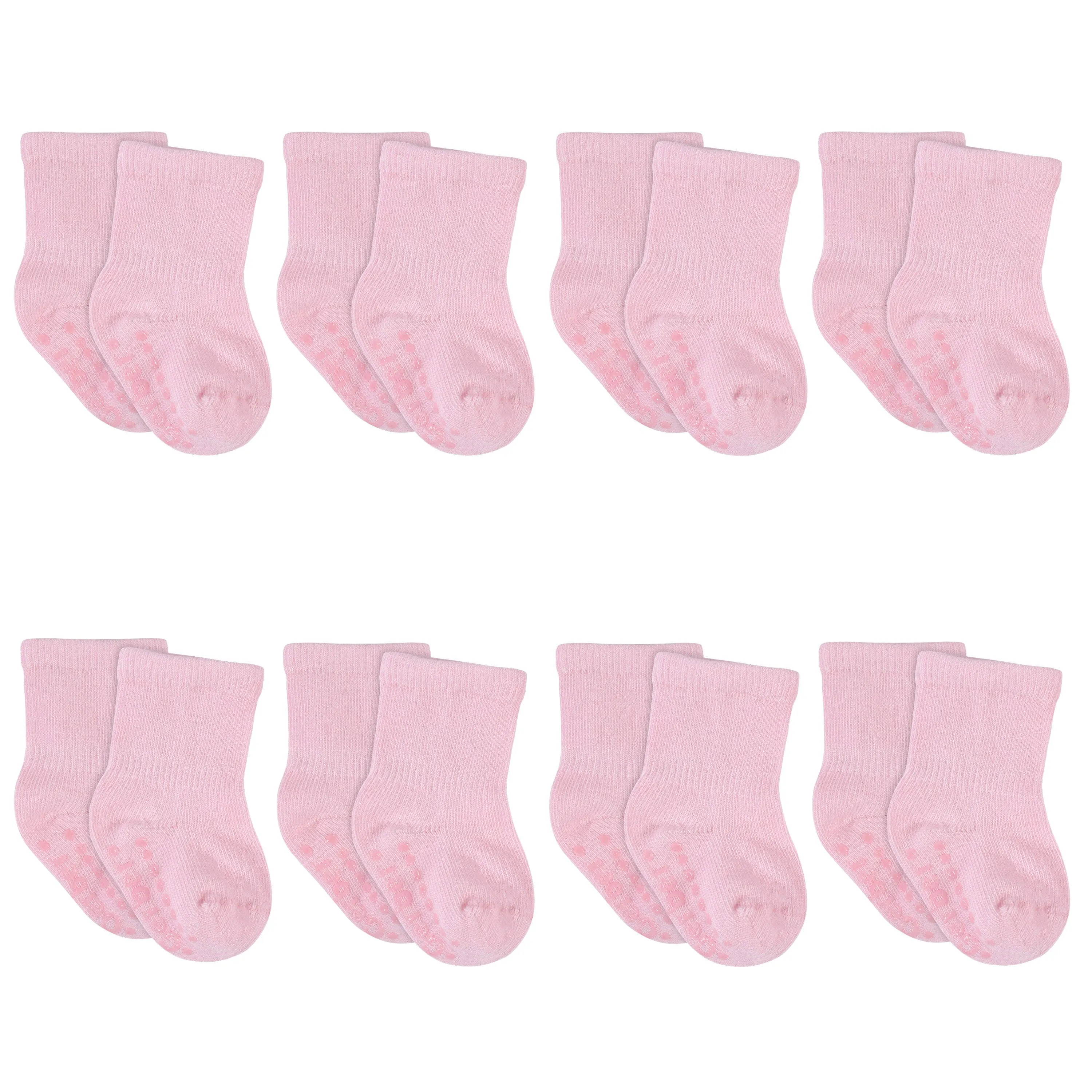 8-Pack Baby & Toddler Light Pink Wiggle Proof® Jersey Crew Socks