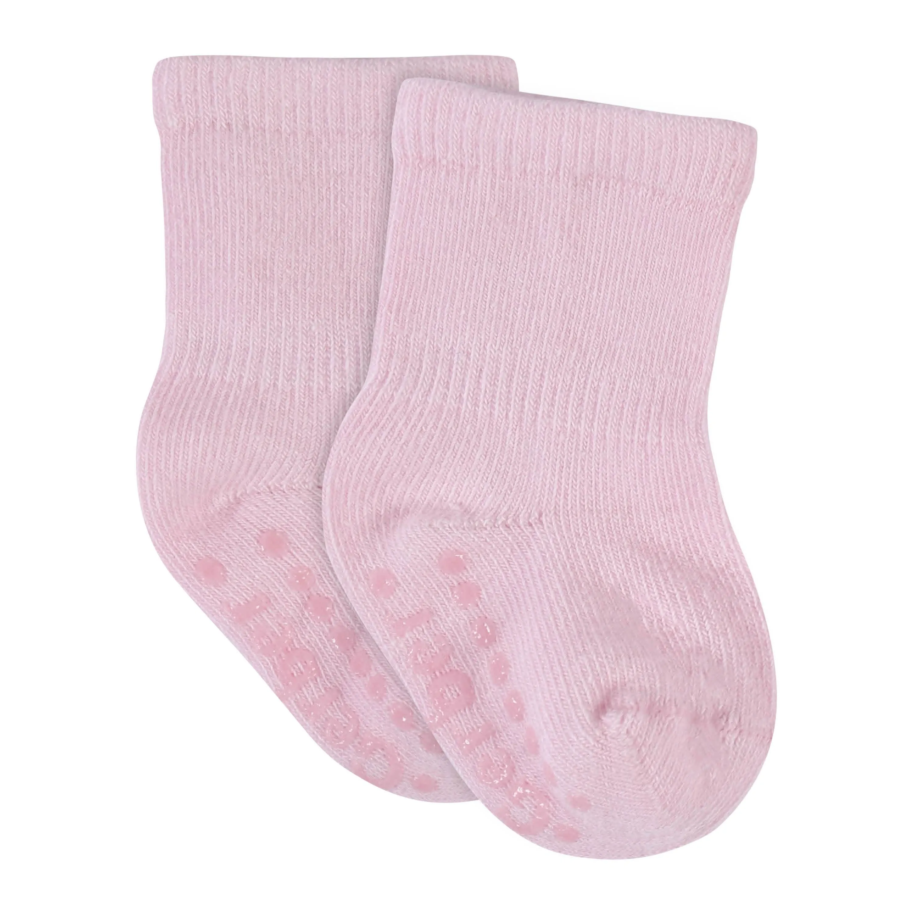 8-Pack Baby & Toddler Light Pink Wiggle Proof® Jersey Crew Socks