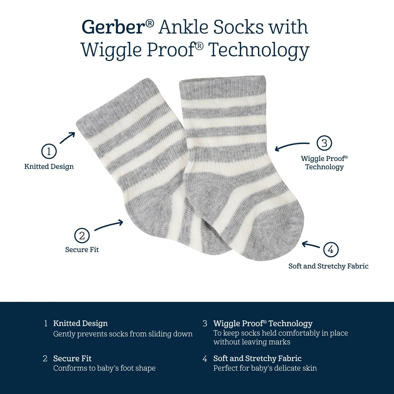8-Pack Baby & Toddler Light Pink Wiggle Proof® Jersey Crew Socks
