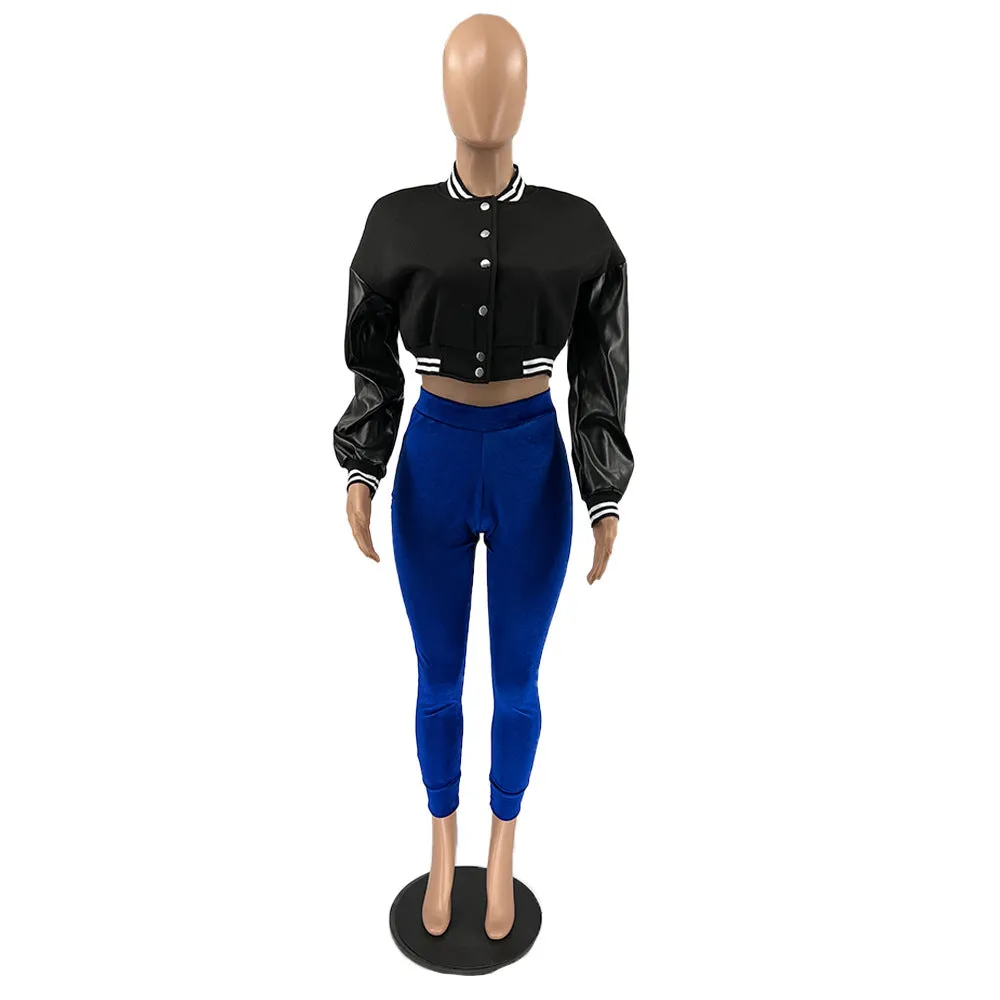 A2Z Ladies Cropped Letterman Jacket
