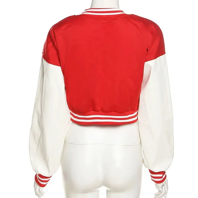 A2Z Ladies Cropped Letterman Jacket