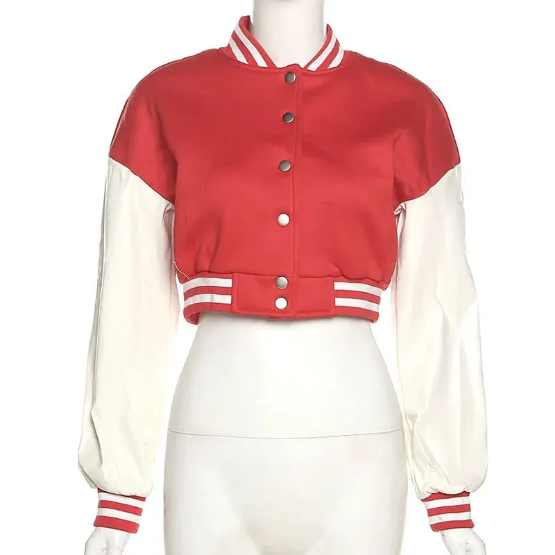 A2Z Ladies Cropped Letterman Jacket