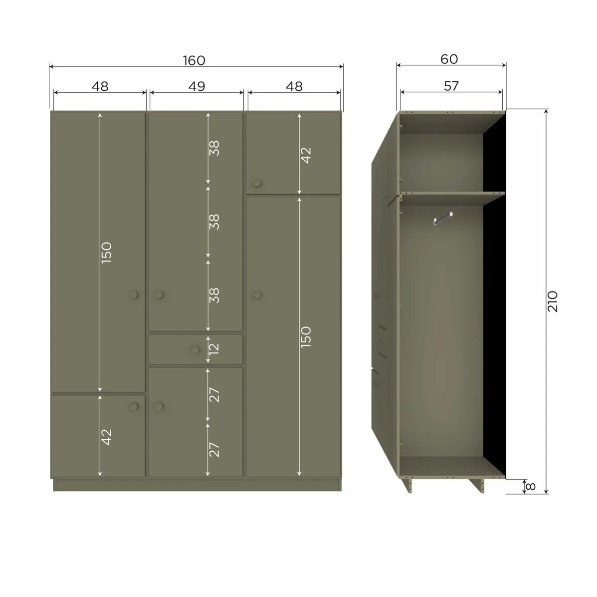Alfie Forest Pine Wood 3 Doors Wardrobe