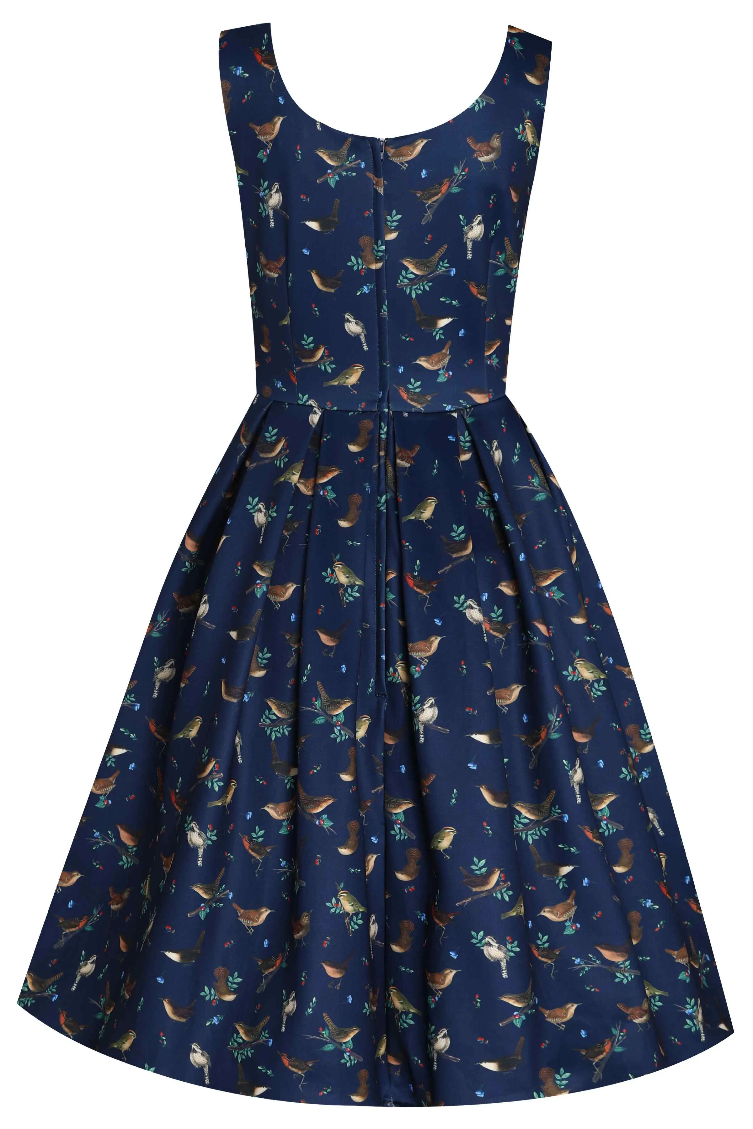 Amanda Blue Bird Print Swing Dress