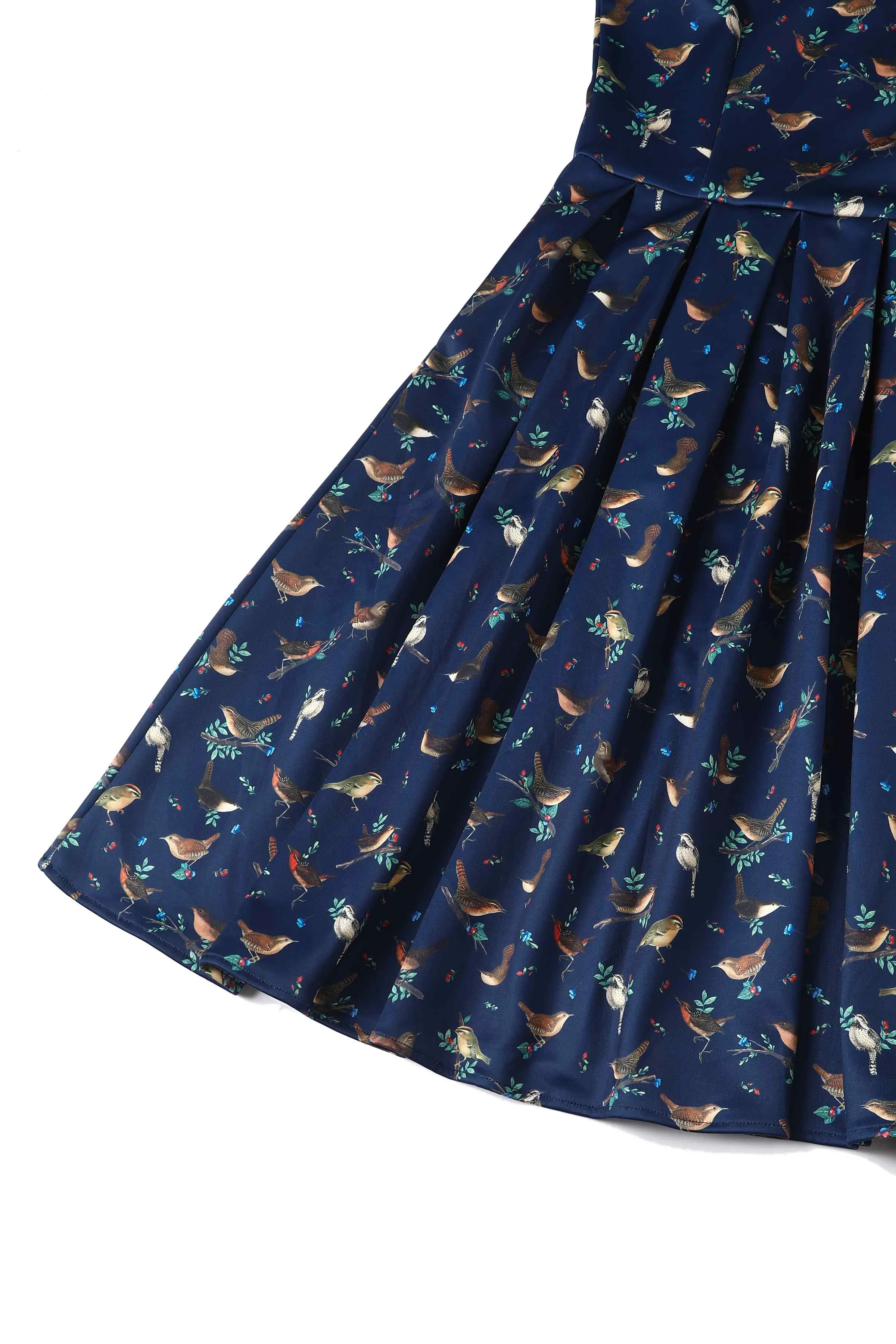 Amanda Blue Bird Print Swing Dress