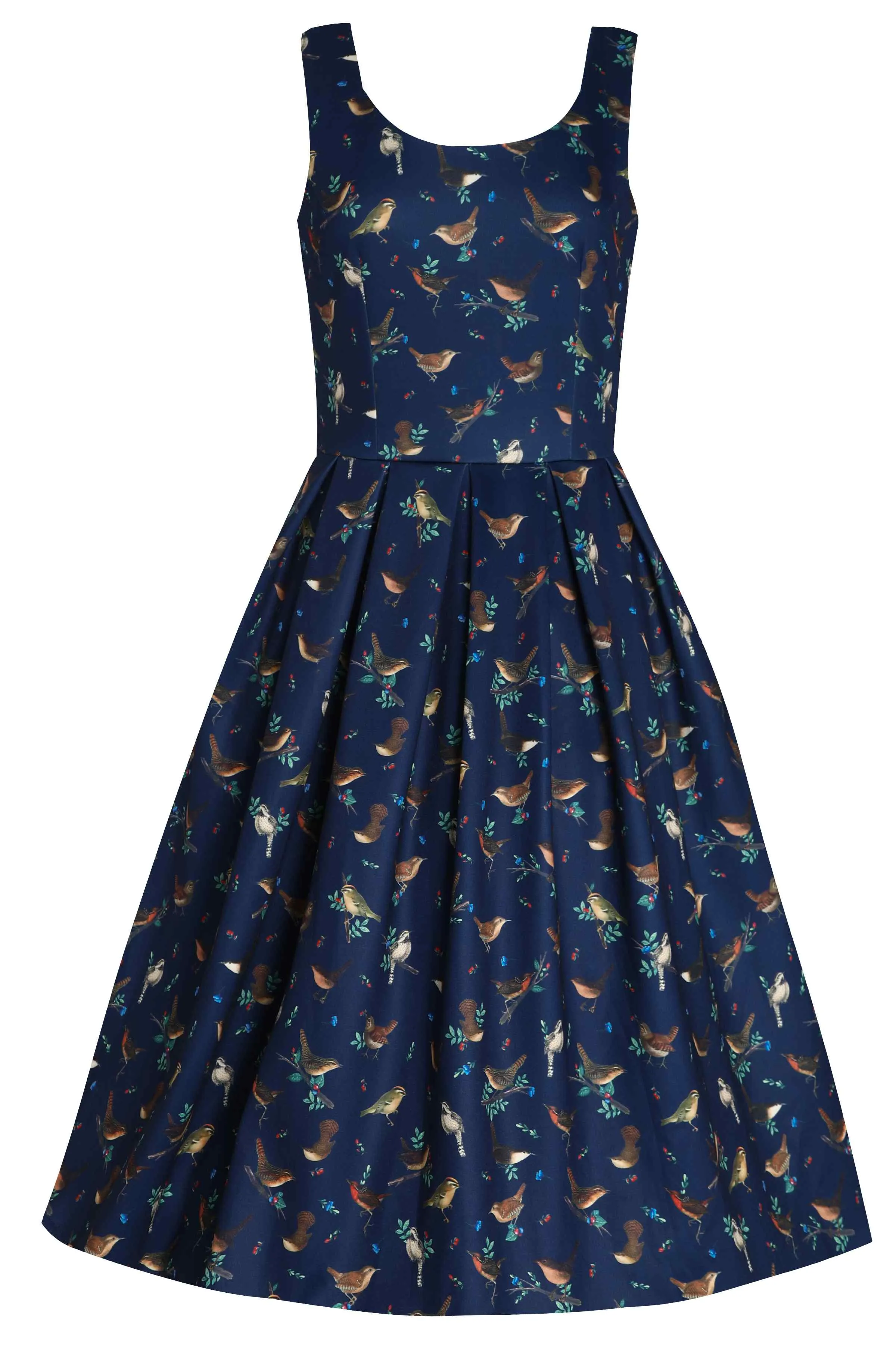 Amanda Blue Bird Print Swing Dress