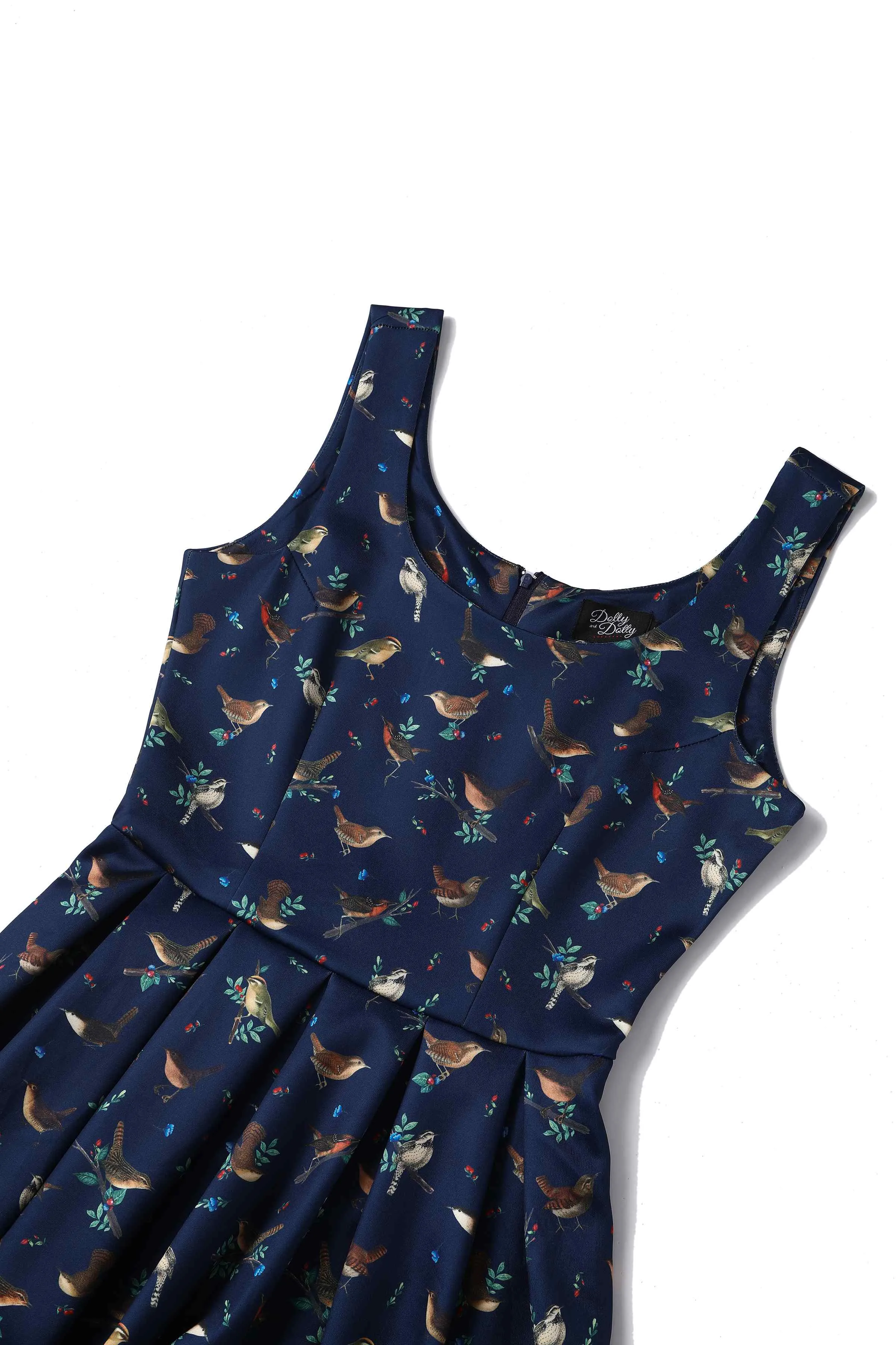 Amanda Blue Bird Print Swing Dress