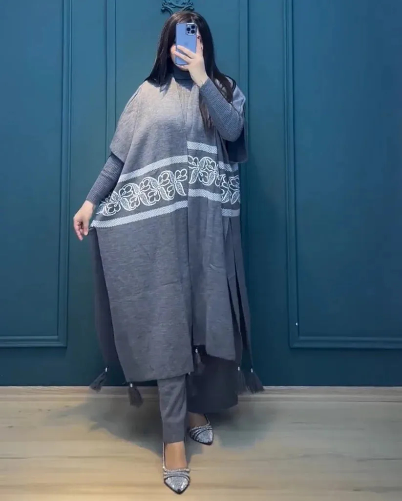 CH # 504 Chakoor Ready To Wear 3 Pcs Winter Fleece Outfit