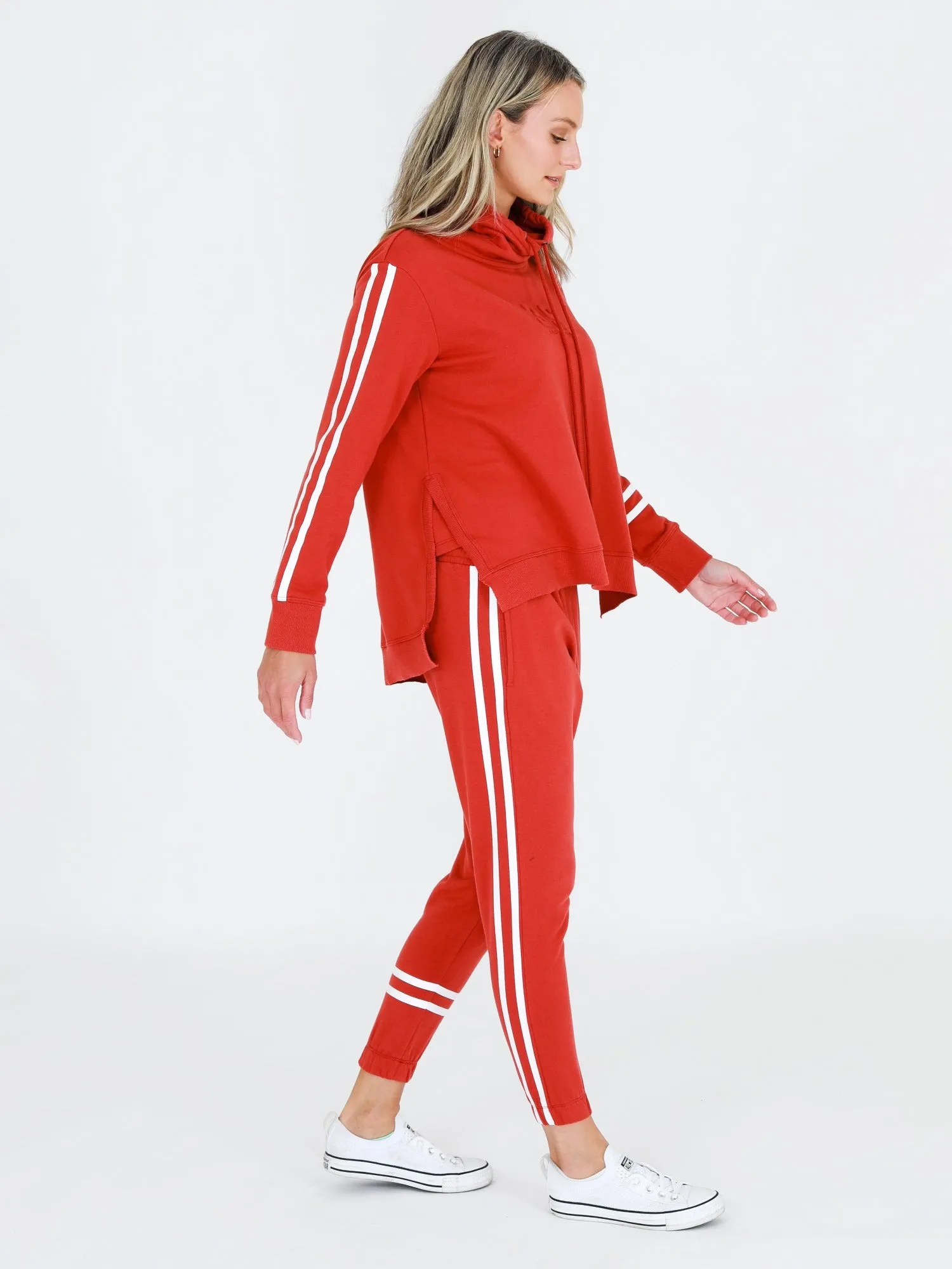 Charlise Two-Stripes Funnel Neck Sweatshirt