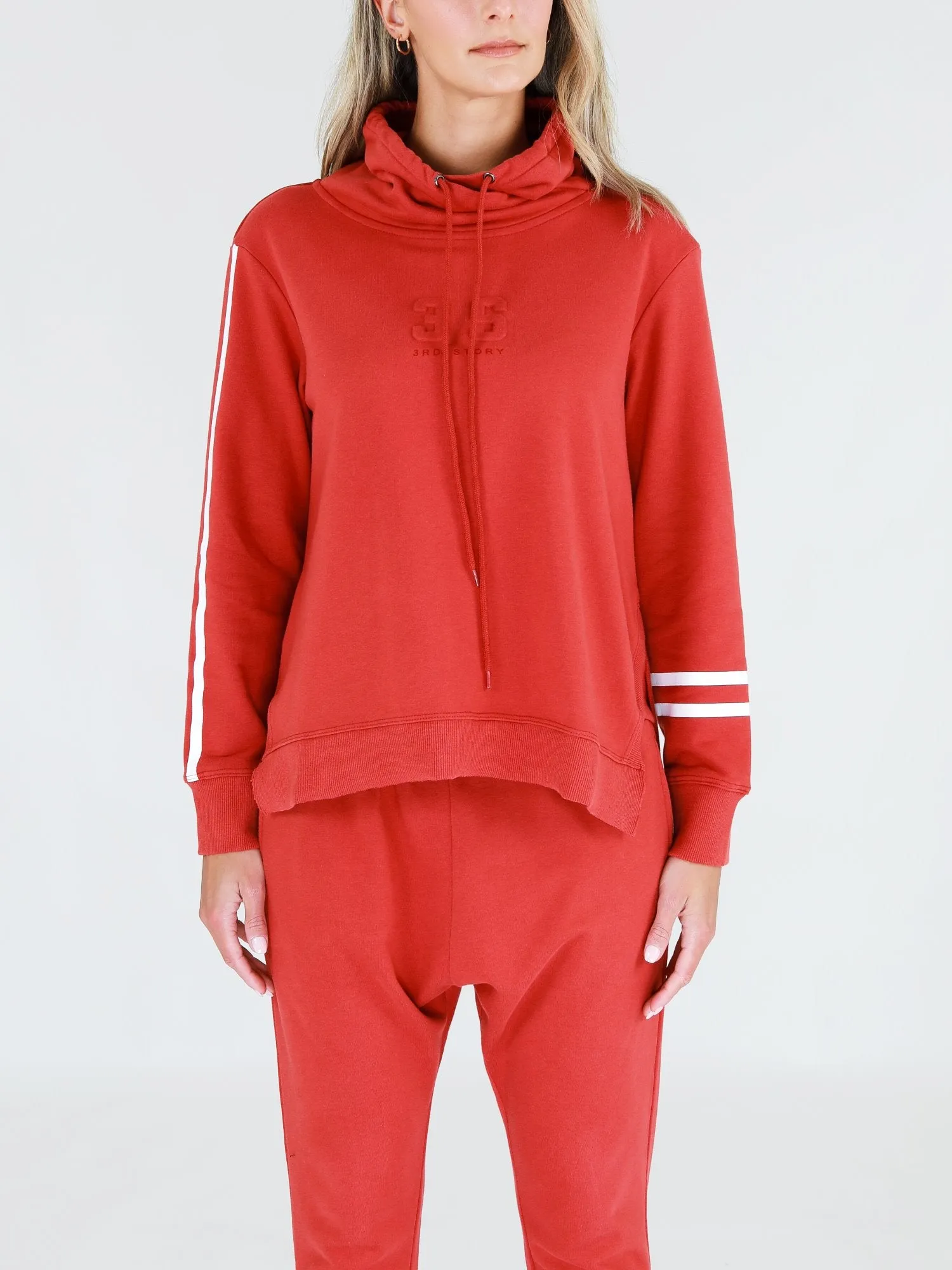 Charlise Two-Stripes Funnel Neck Sweatshirt