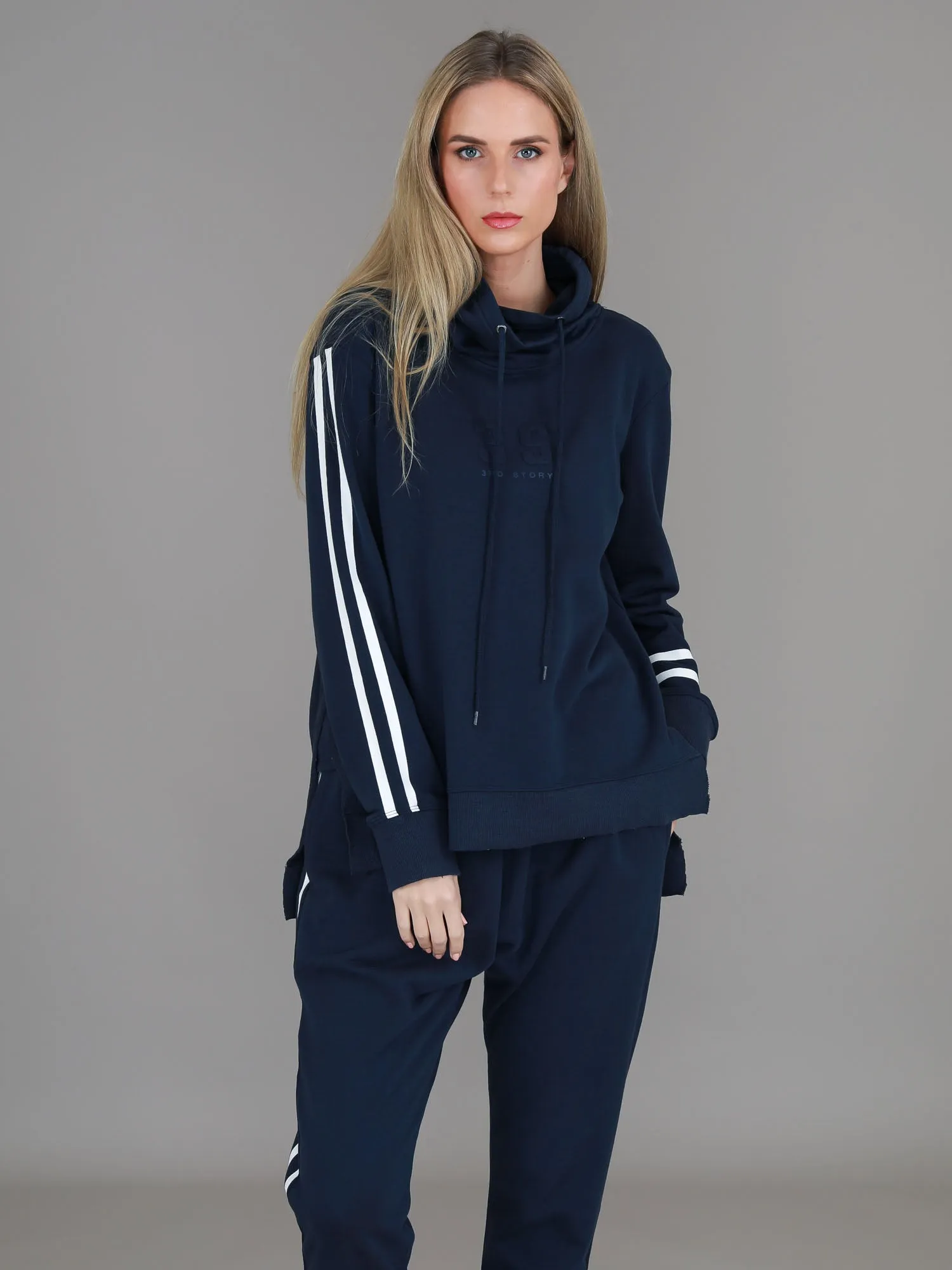Charlise Two-Stripes Funnel Neck Sweatshirt