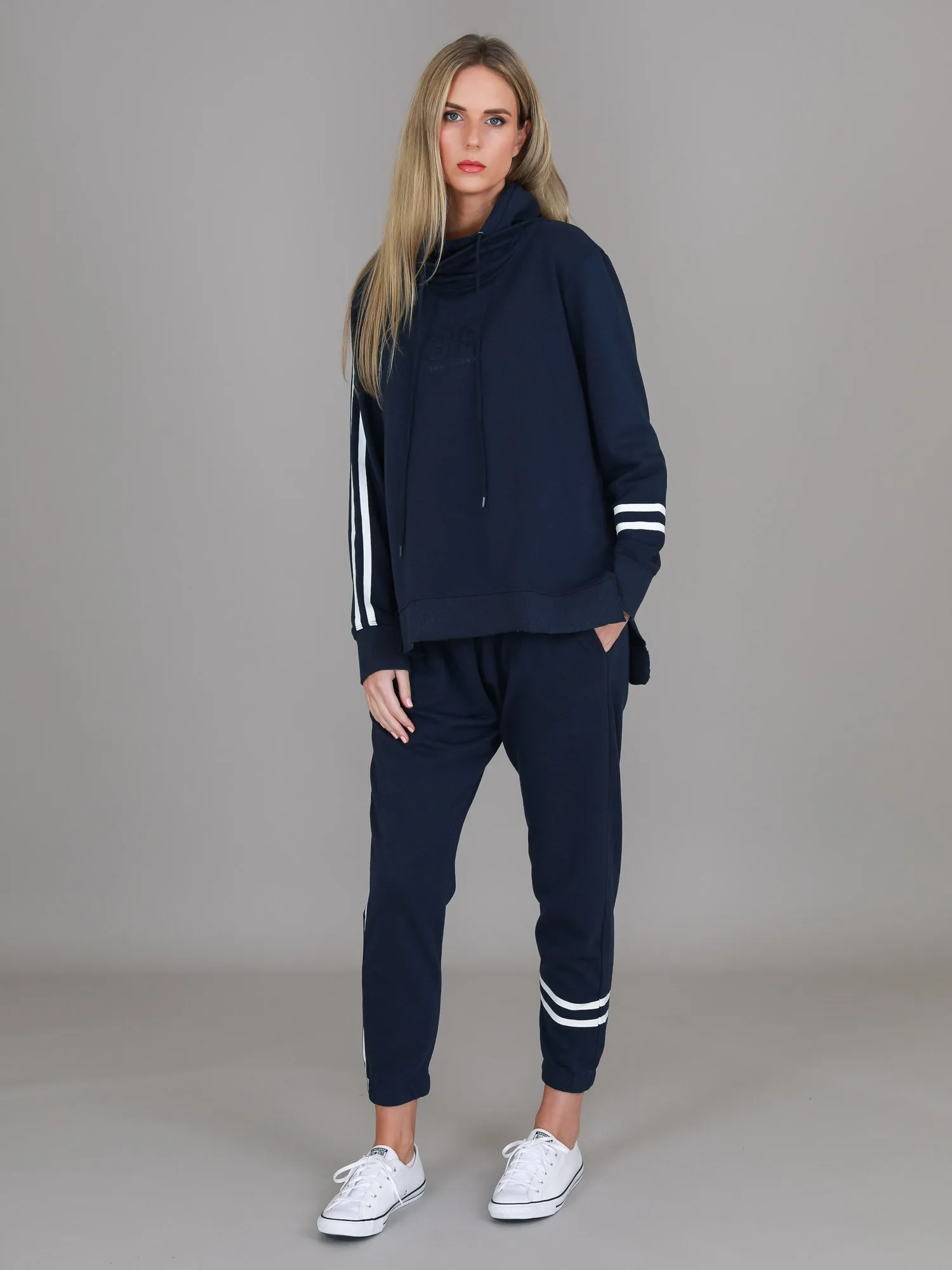 Charlise Two-Stripes Funnel Neck Sweatshirt