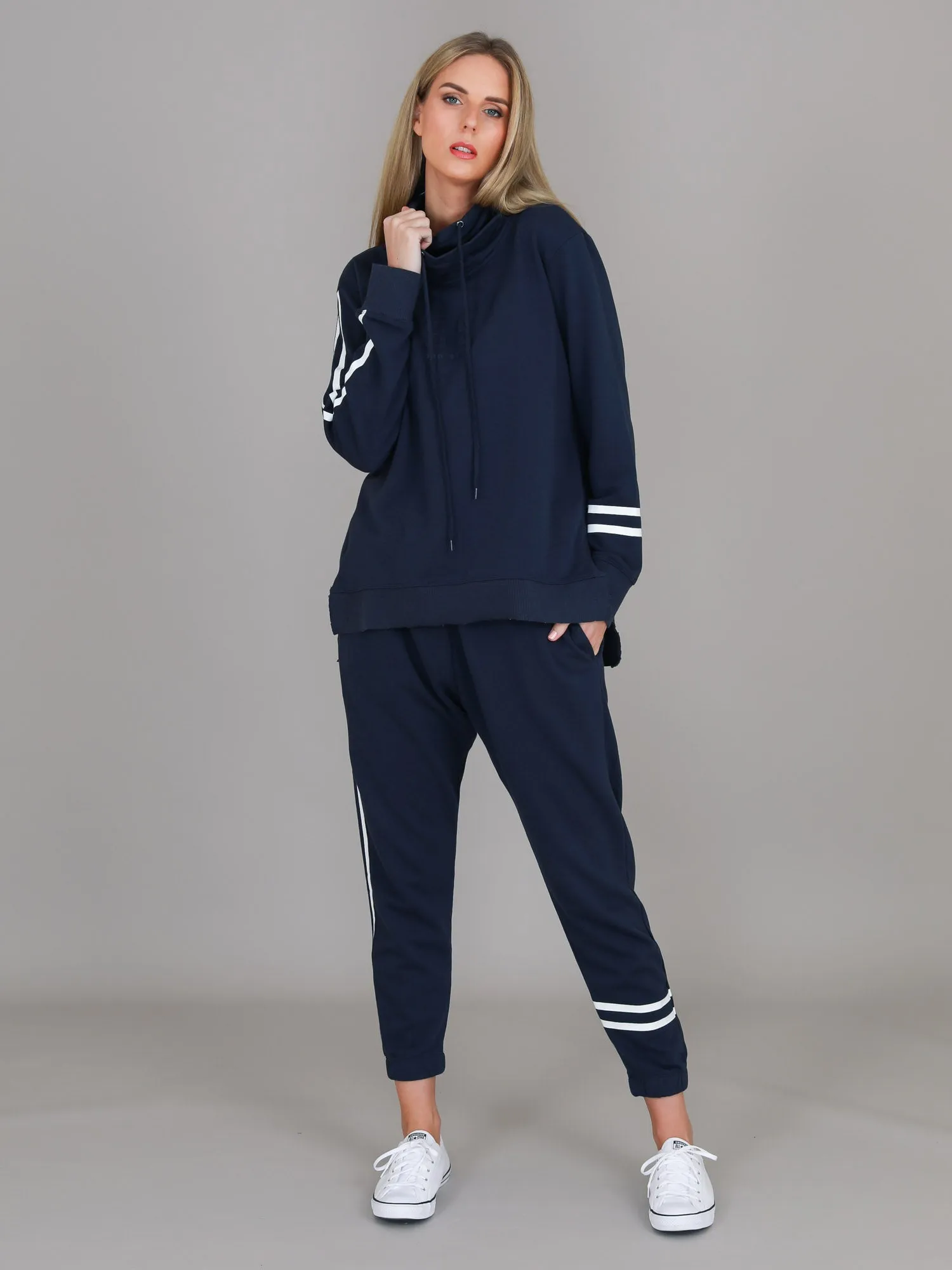 Charlise Two-Stripes Funnel Neck Sweatshirt
