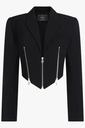 Crop Single Breasted Zip Jacket | Black