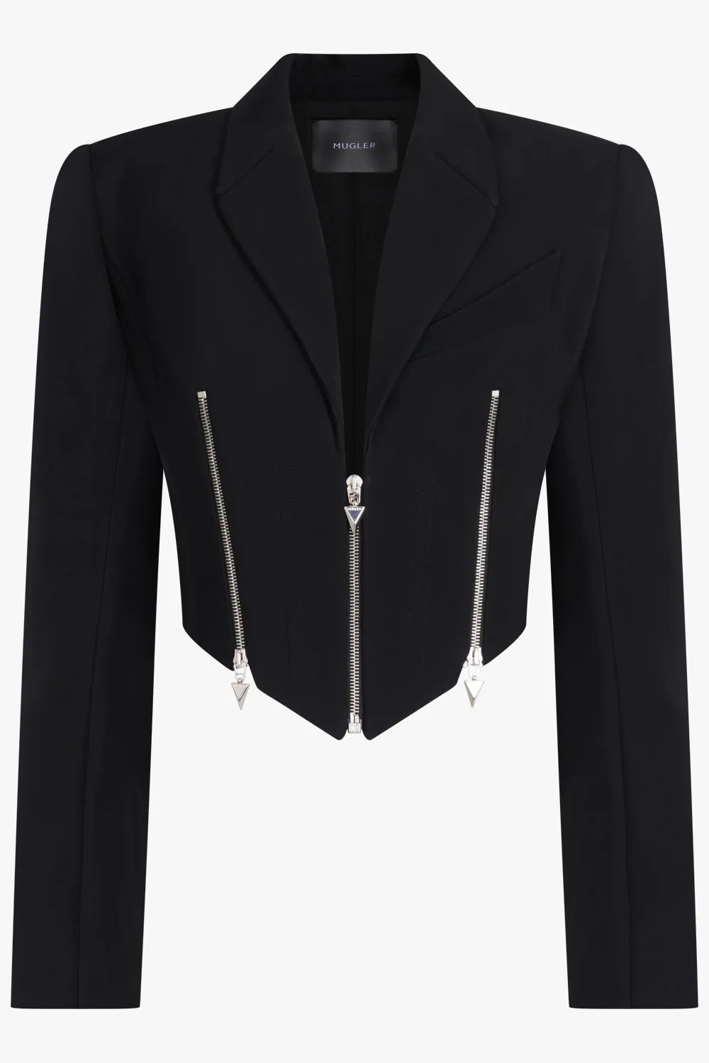 Crop Single Breasted Zip Jacket | Black