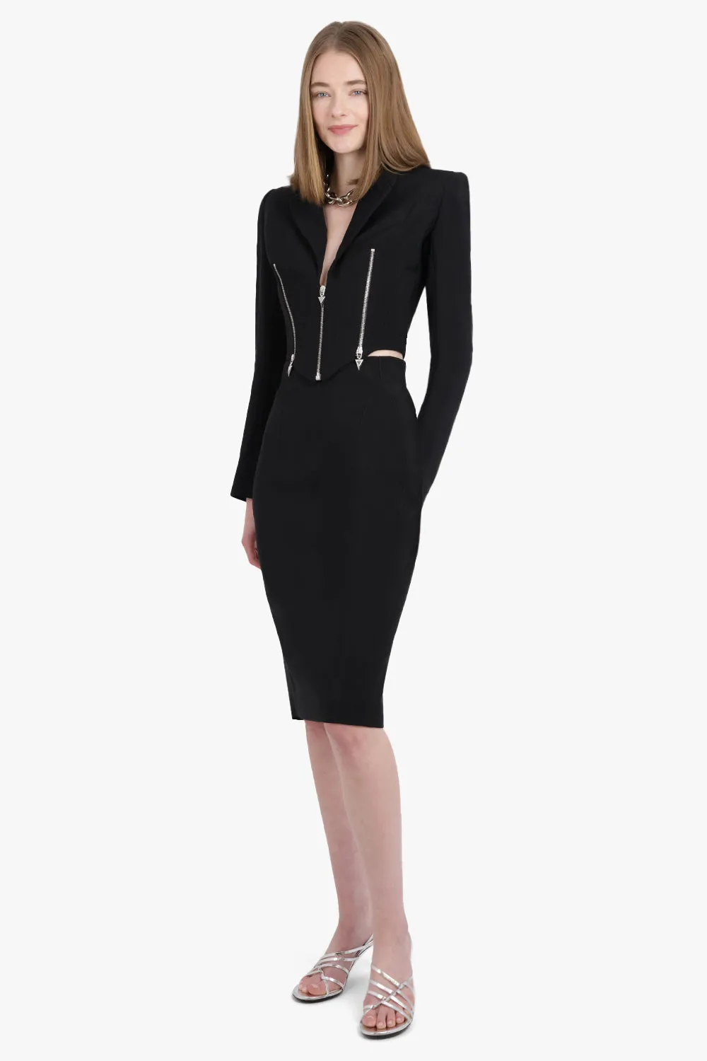 Crop Single Breasted Zip Jacket | Black