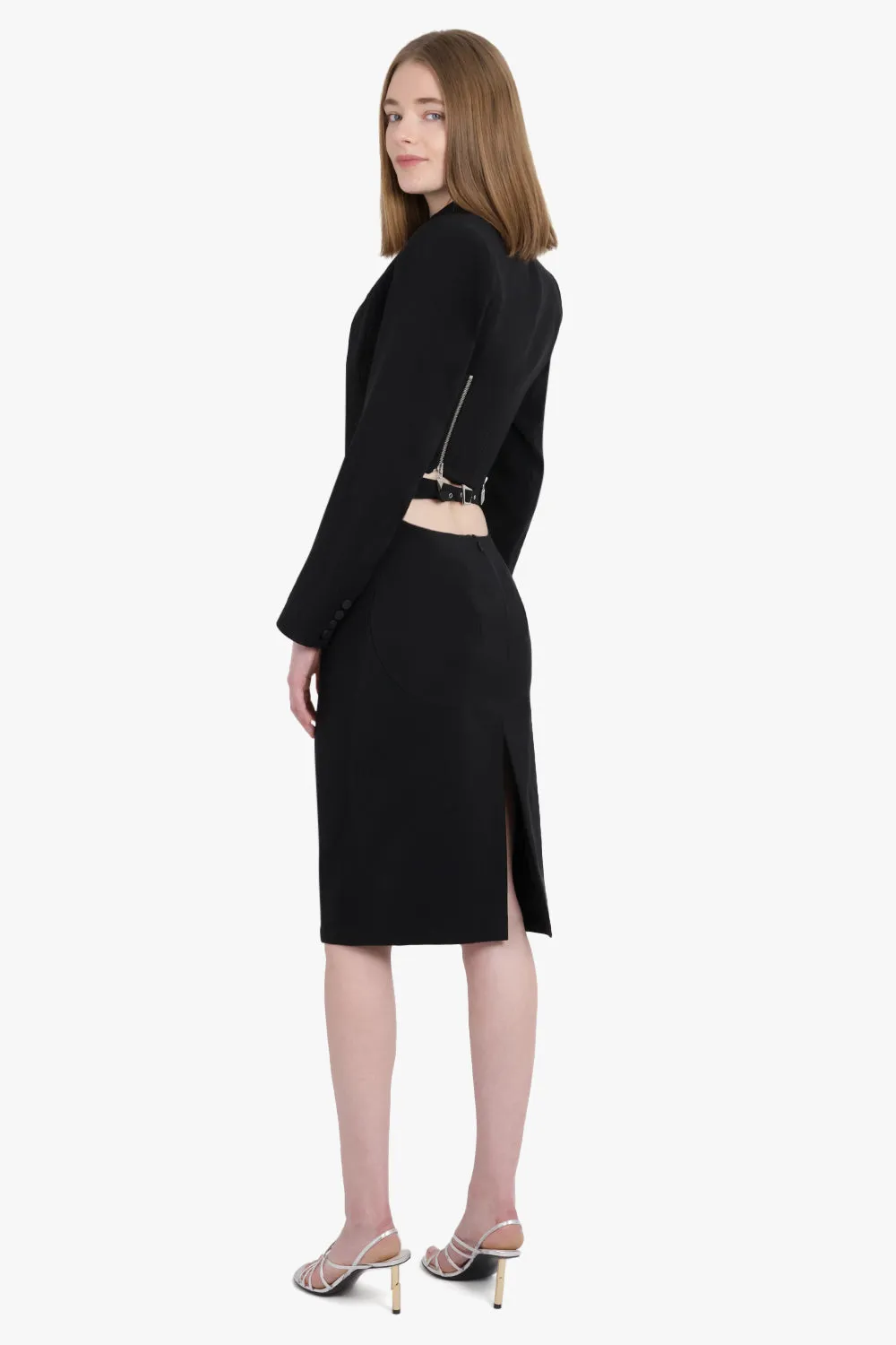 Crop Single Breasted Zip Jacket | Black