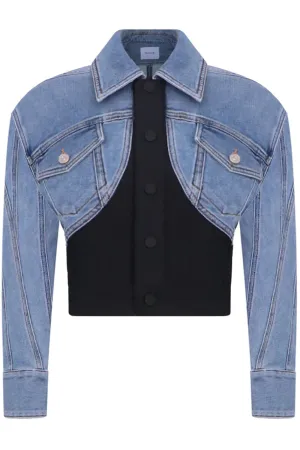 CROPPED BI-MATERIAL DENIM JACKET | BLUE/BLACK