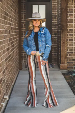 Cropped Distressed Denim Jacket {Medium Wash}