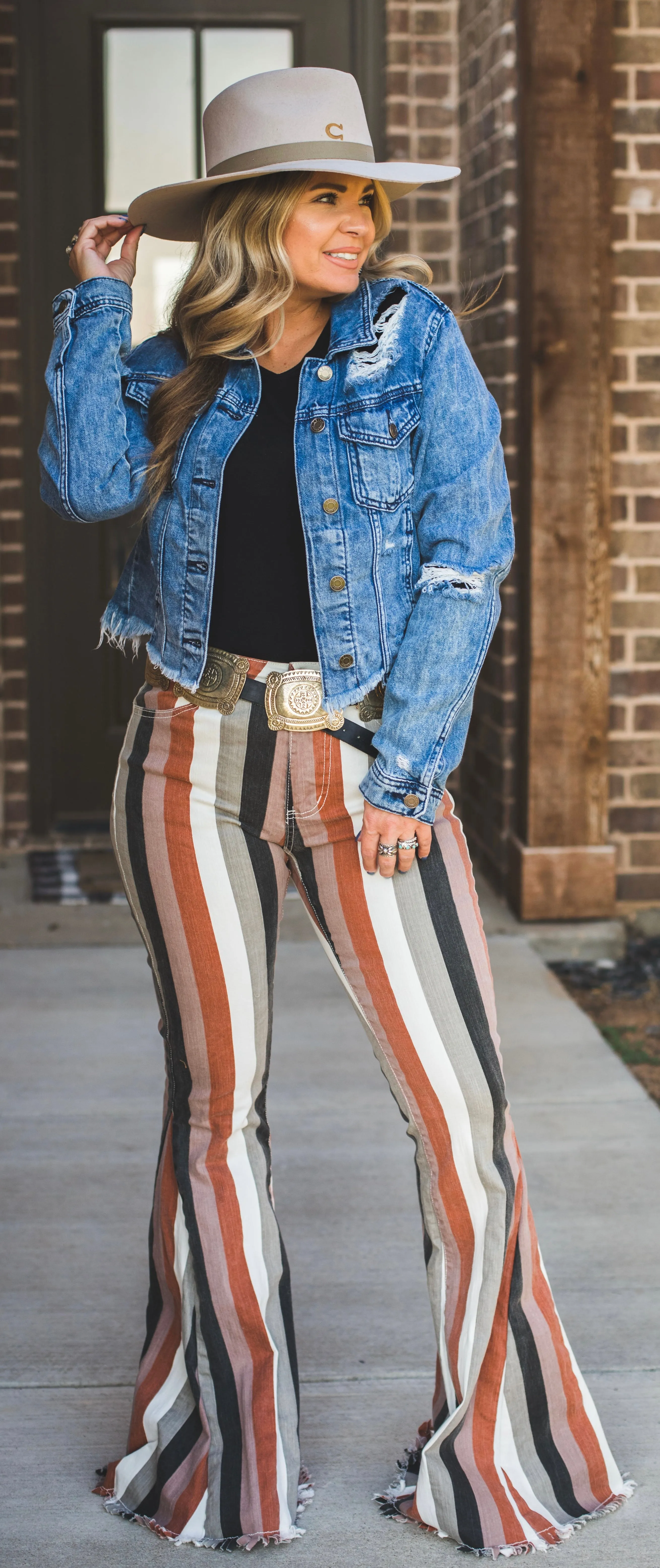 Cropped Distressed Denim Jacket {Medium Wash}