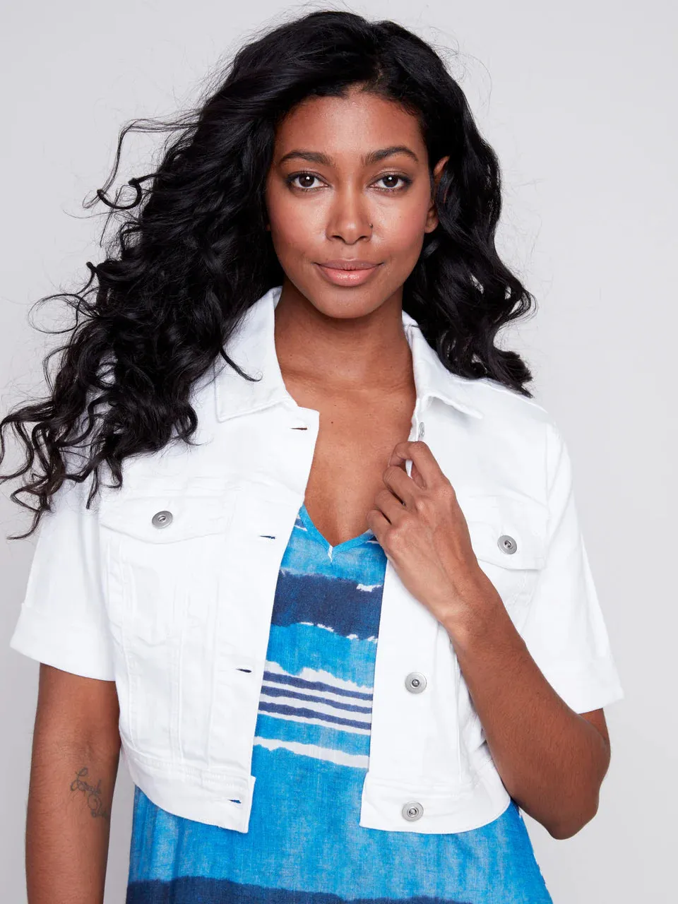 Cropped Twill Jean Jacket