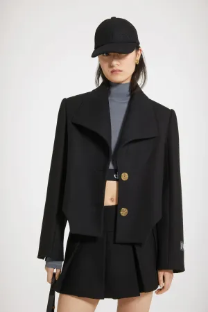Cut-out cropped jacket in wool-blend felt