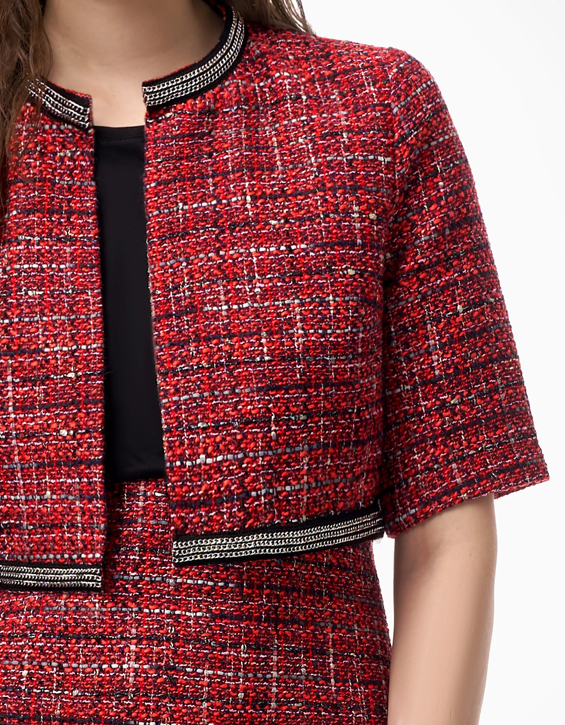 Embellished Trim Tweed Jacket