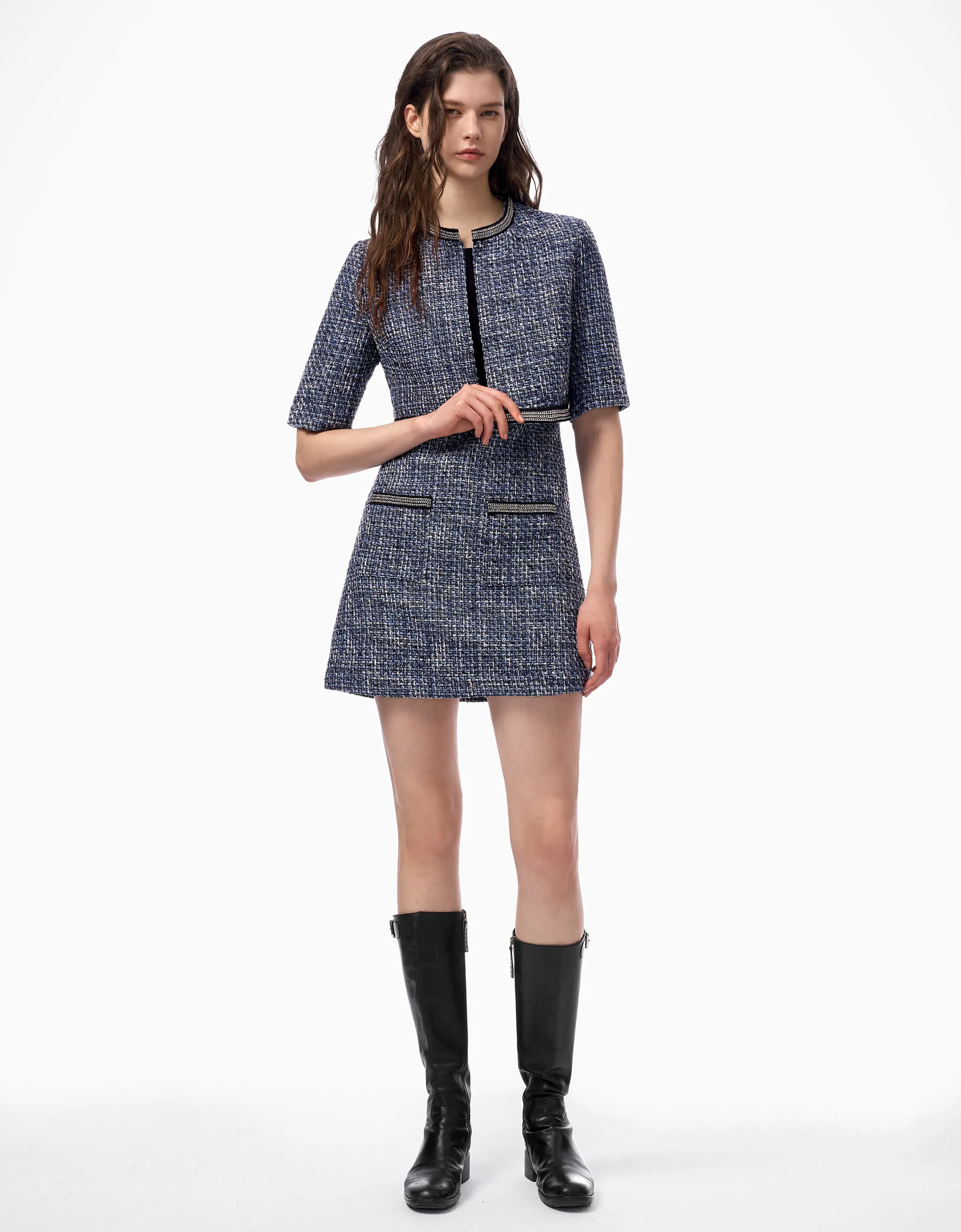 Embellished Trim Tweed Jacket