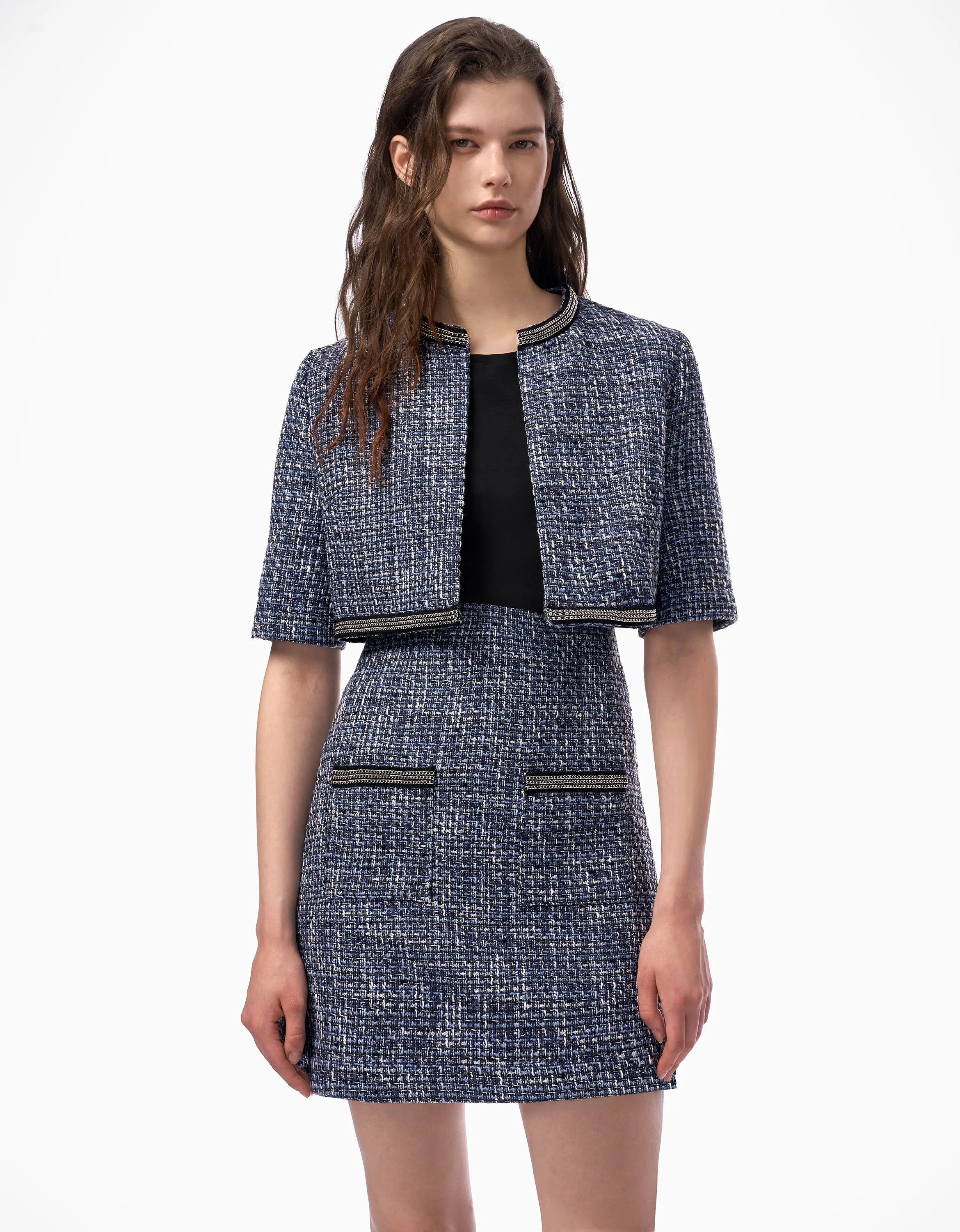 Embellished Trim Tweed Jacket