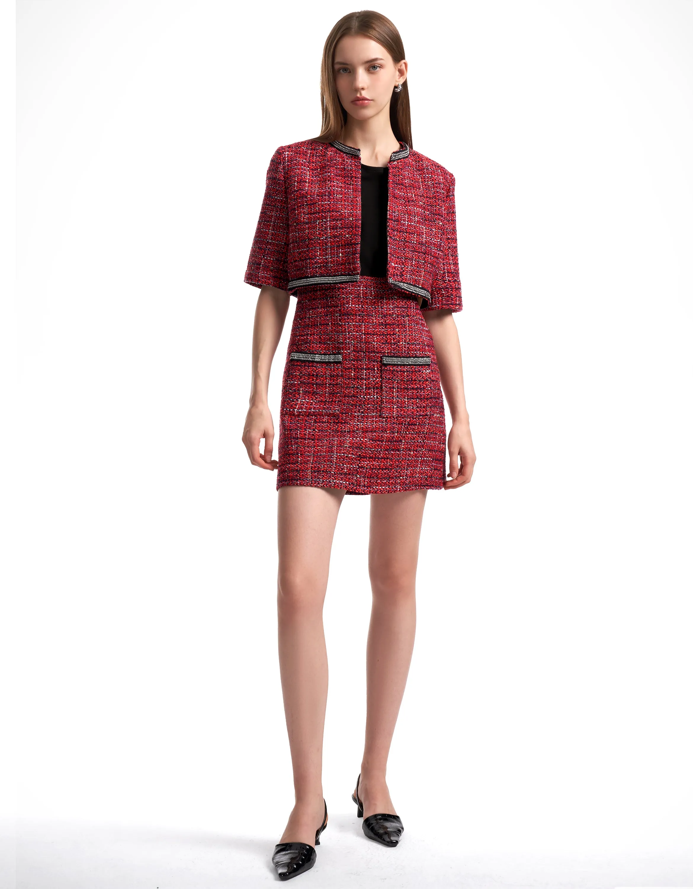 Embellished Trim Tweed Jacket