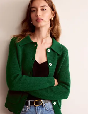Emily Wool Blend Cardigan-Hunter Green