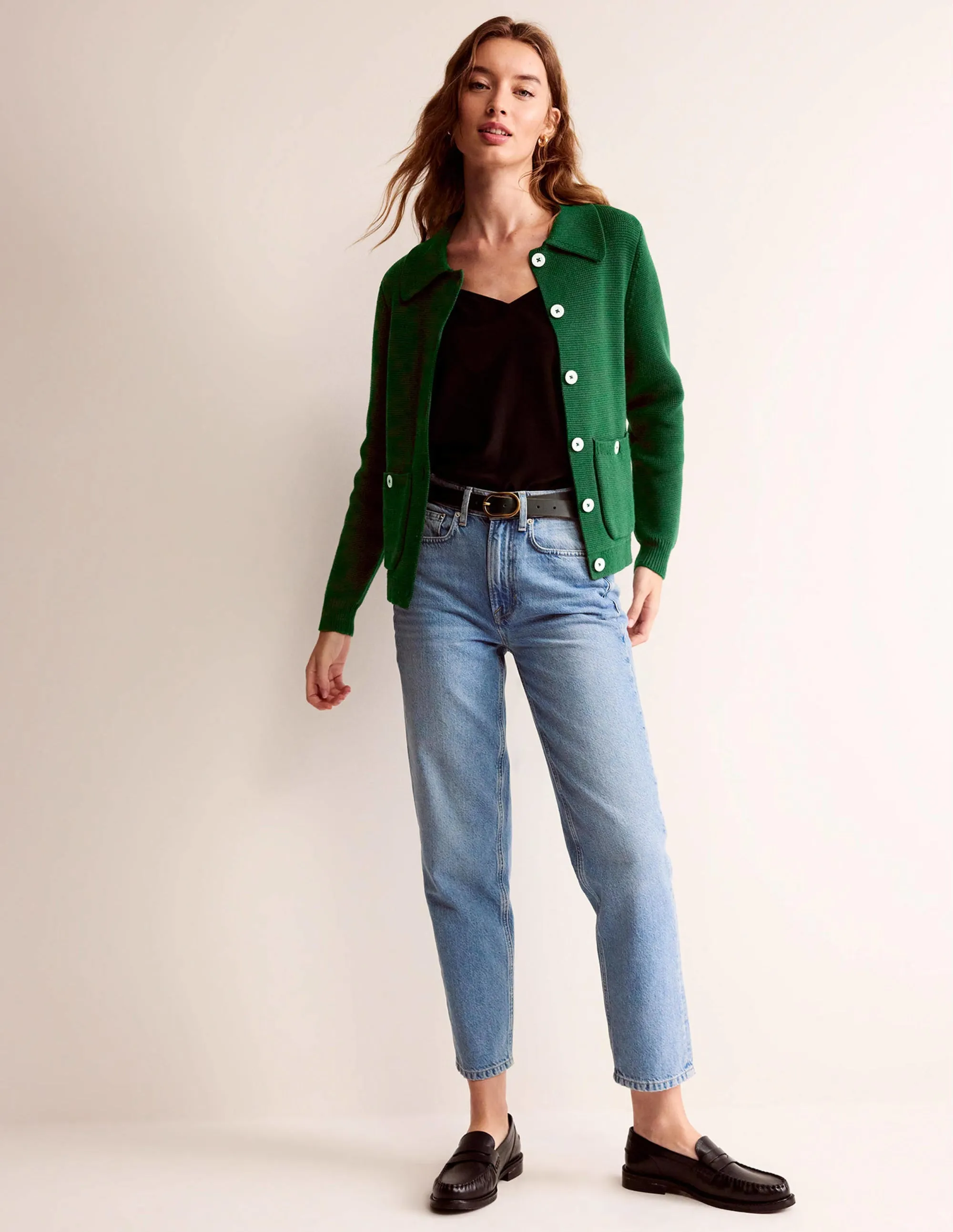 Emily Wool Blend Cardigan-Hunter Green
