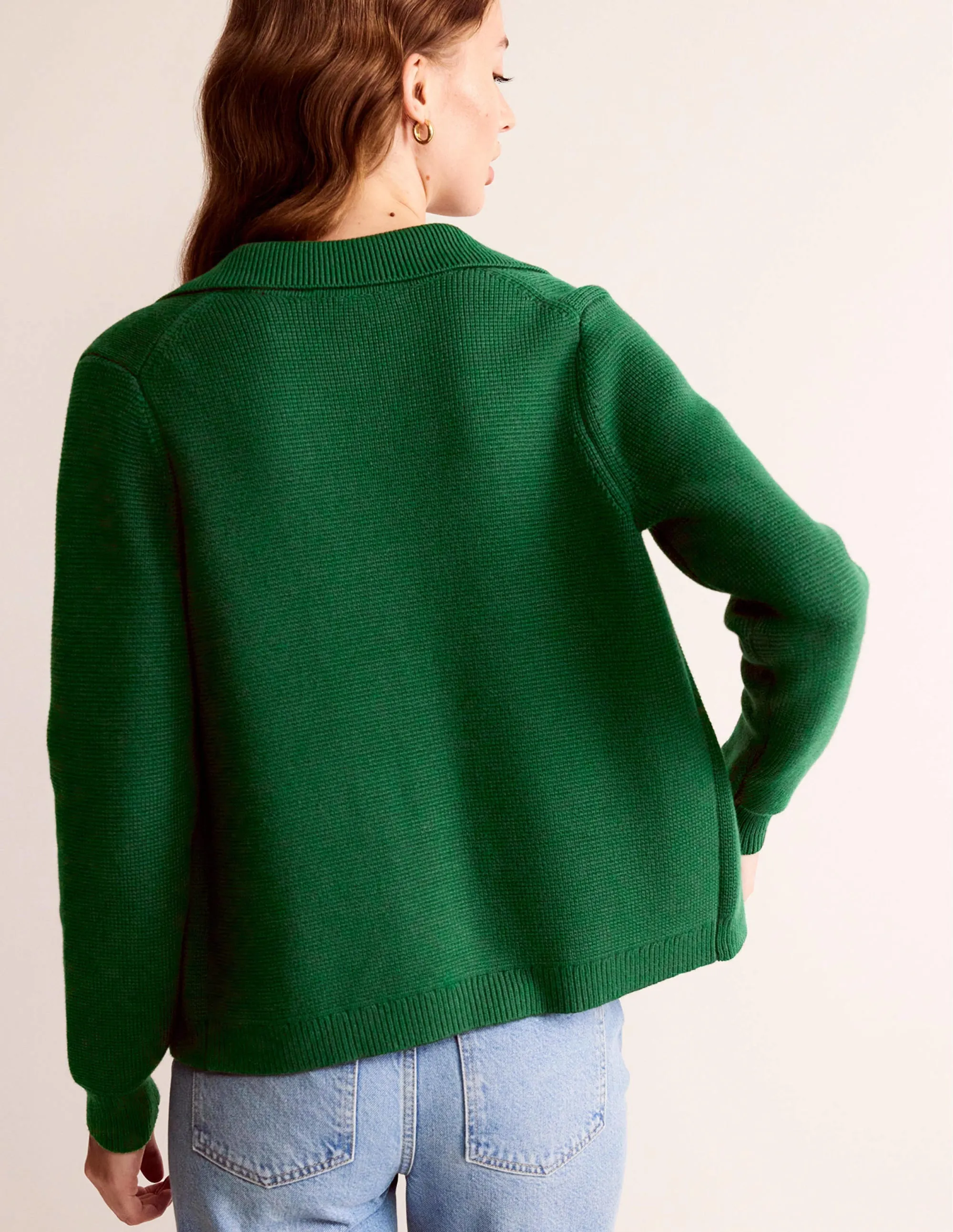 Emily Wool Blend Cardigan-Hunter Green