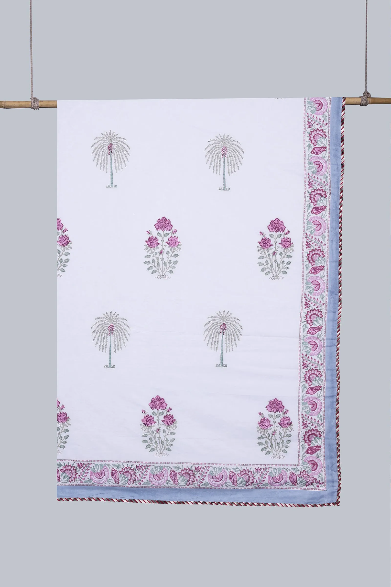 Forest Floral Green Reversible Cotton Muslin Dohar