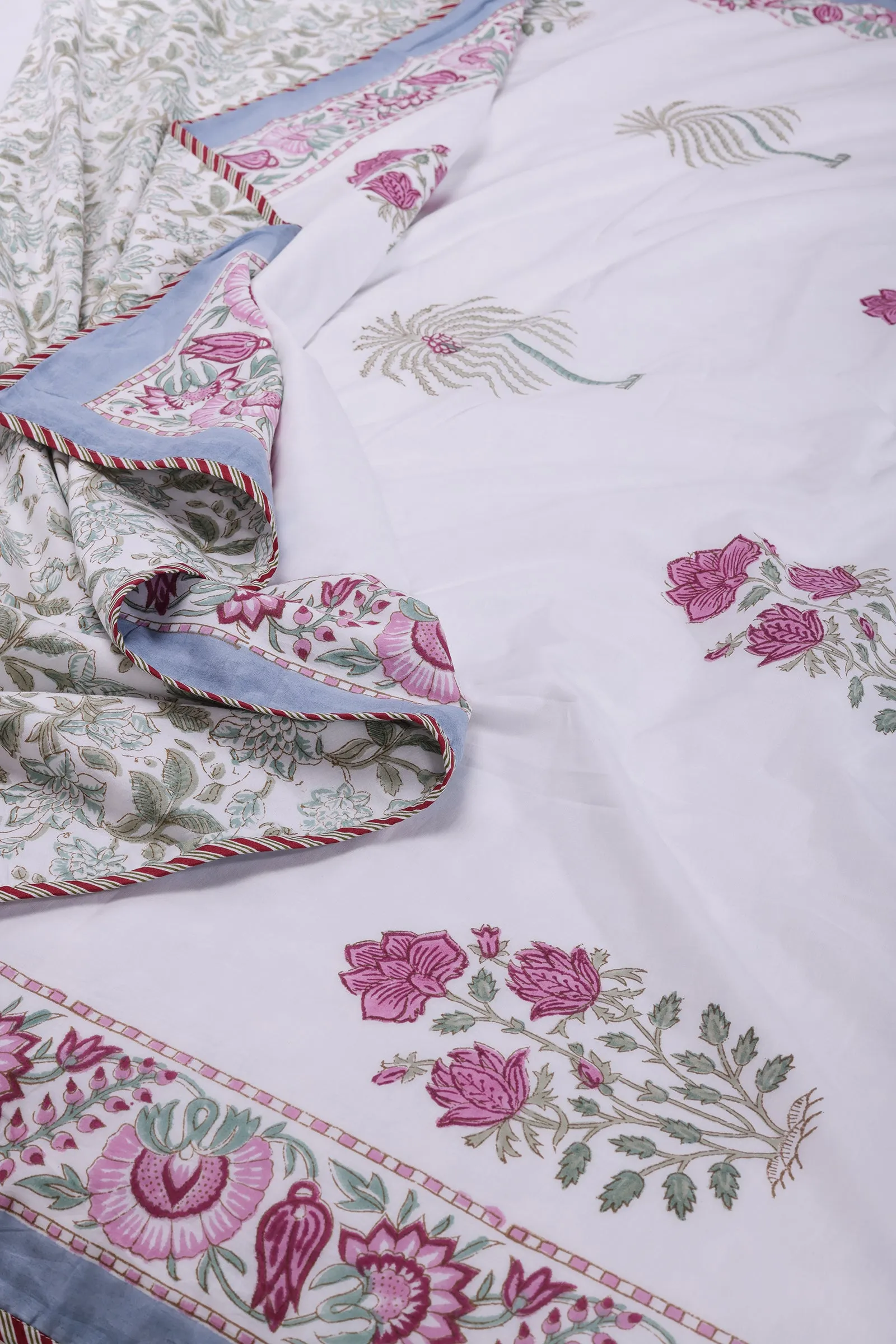 Forest Floral Green Reversible Cotton Muslin Dohar