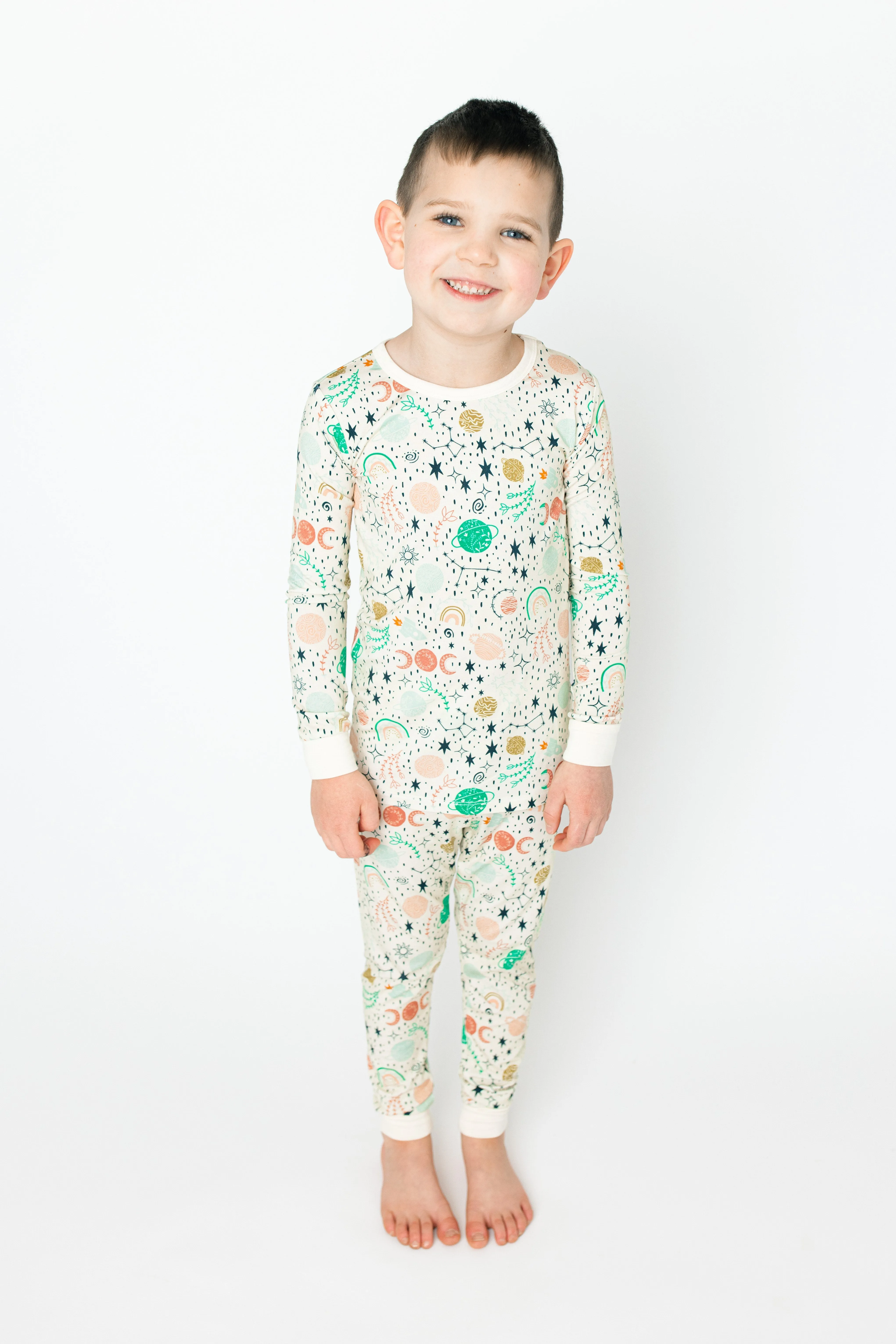 Good Morning Moons Two-piece Pajama Set Cream
