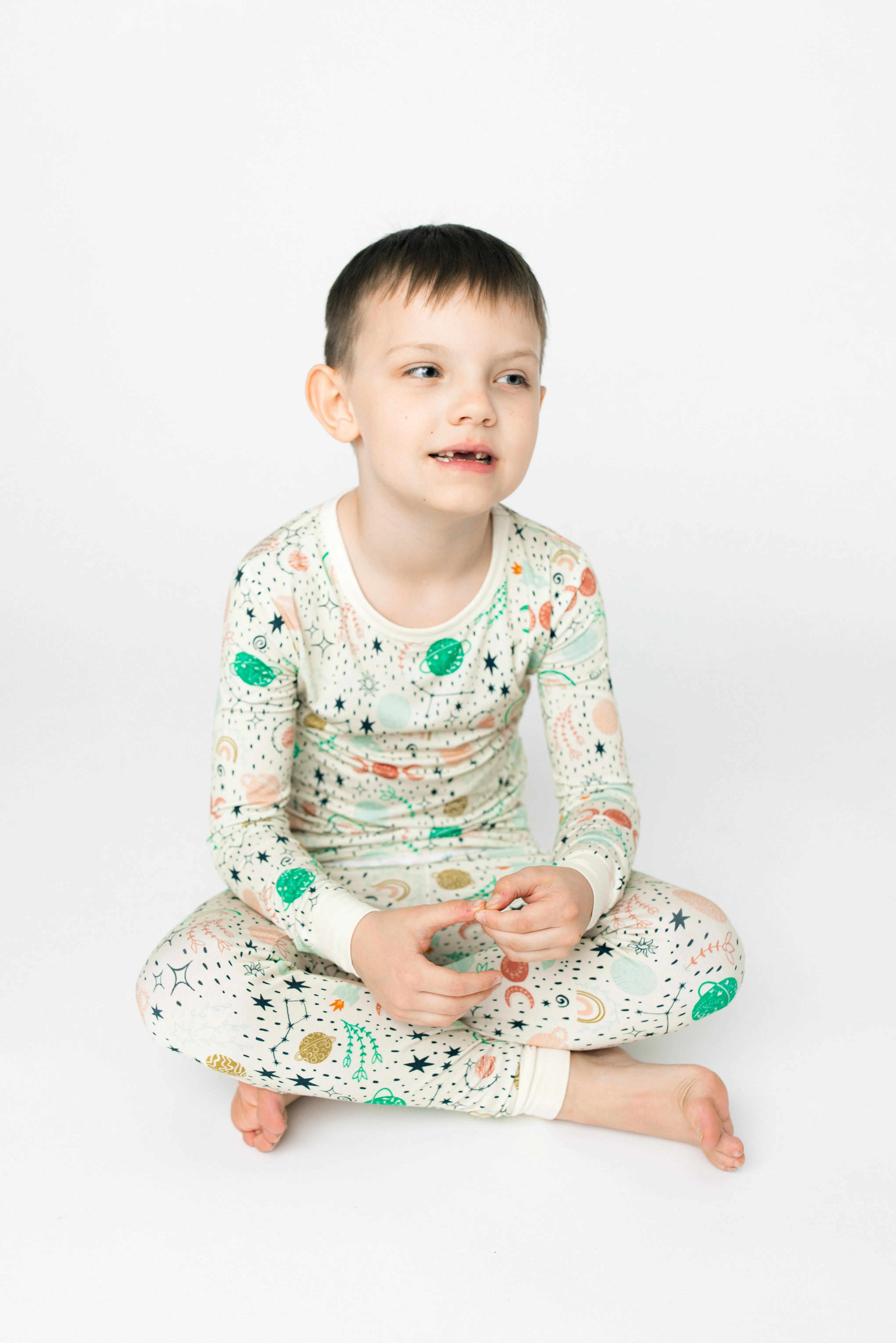 Good Morning Moons Two-piece Pajama Set Cream