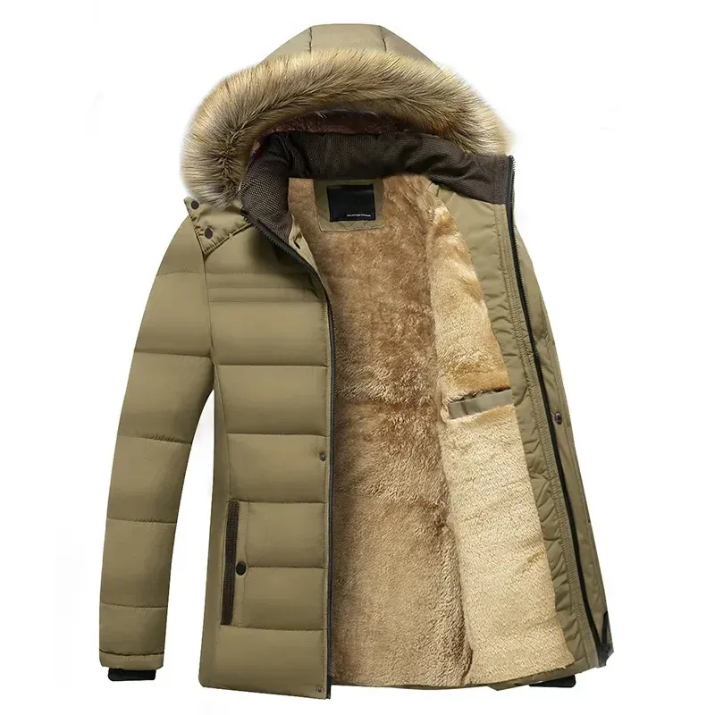 Grijswin - Parka Winterjas Heren – Dik Gevoerd met Afneembare Capuchon en Bontkraag