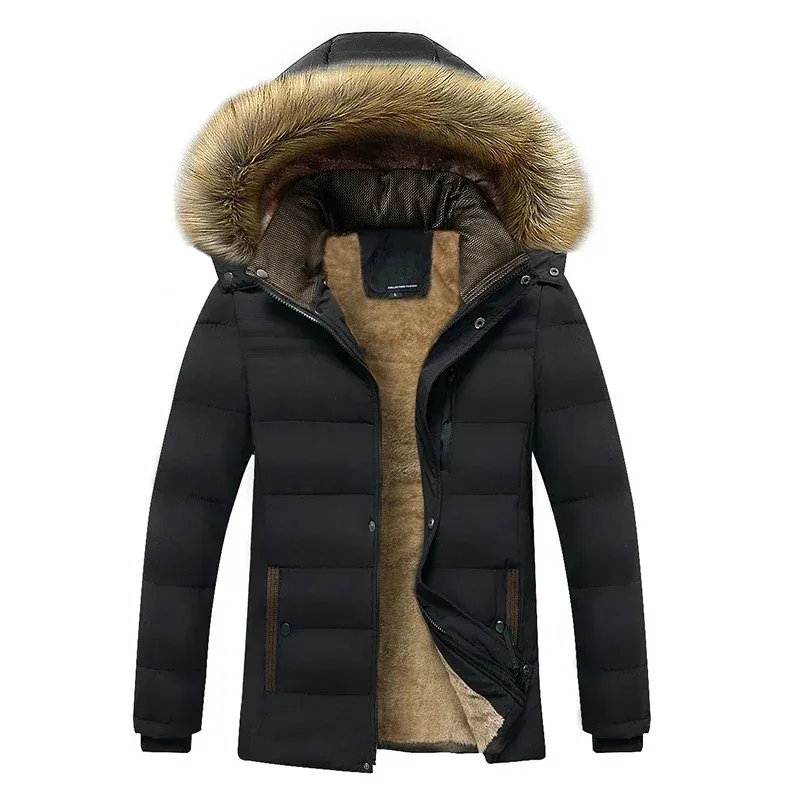 Grijswin - Parka Winterjas Heren – Dik Gevoerd met Afneembare Capuchon en Bontkraag