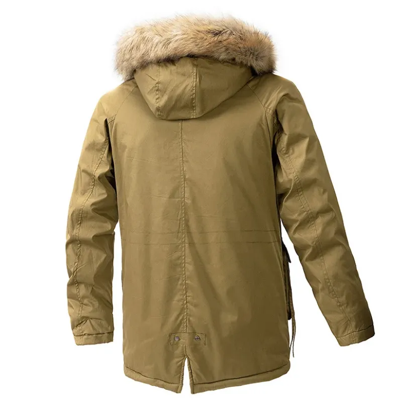 Heerkoe - Parka Winterjas Heren – Winddicht met Warme Voering en Afneembare Bontkraag