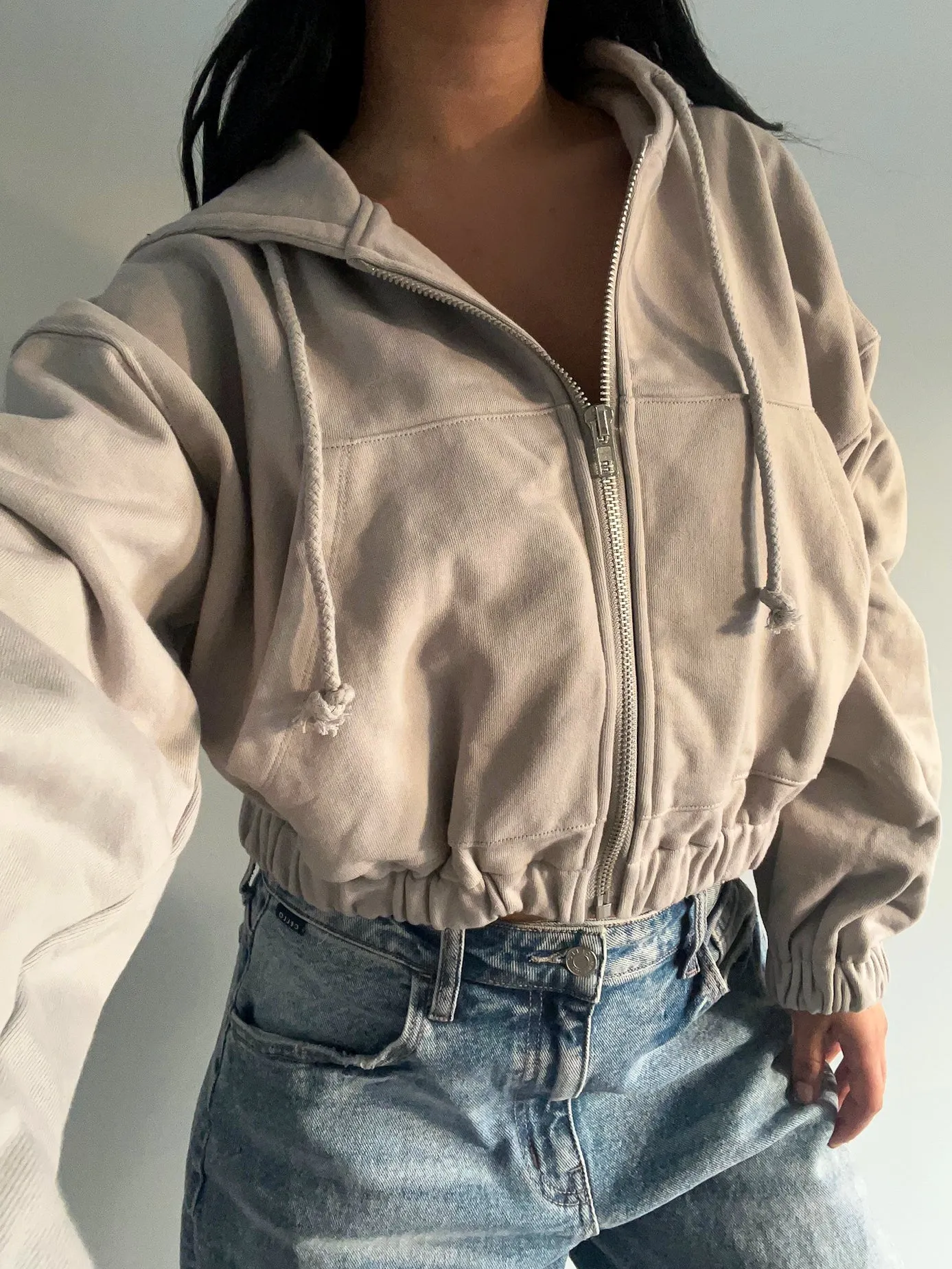 Jasmine Cropped Zip Up (Grey)