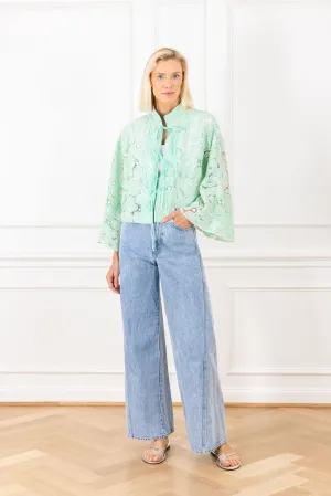 Mint Lace Cropped Jacket