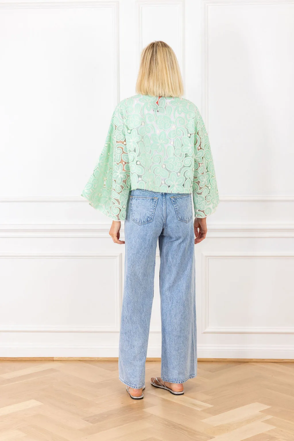 Mint Lace Cropped Jacket
