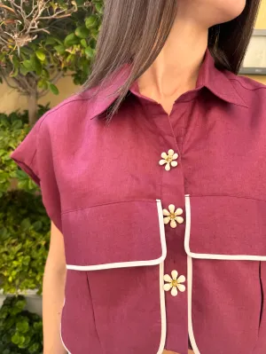 OVERSIZED Pockets Vest Burgundy