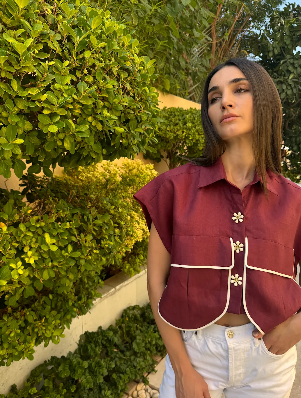 OVERSIZED Pockets Vest Burgundy