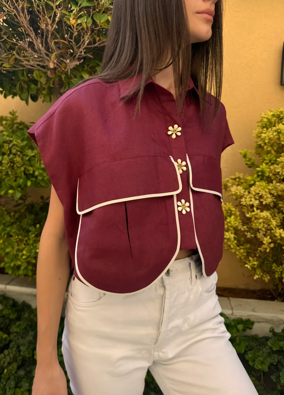 OVERSIZED Pockets Vest Burgundy