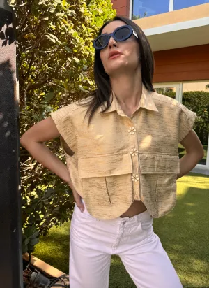 OVERSIZED Pockets Vest Metallic Gold
