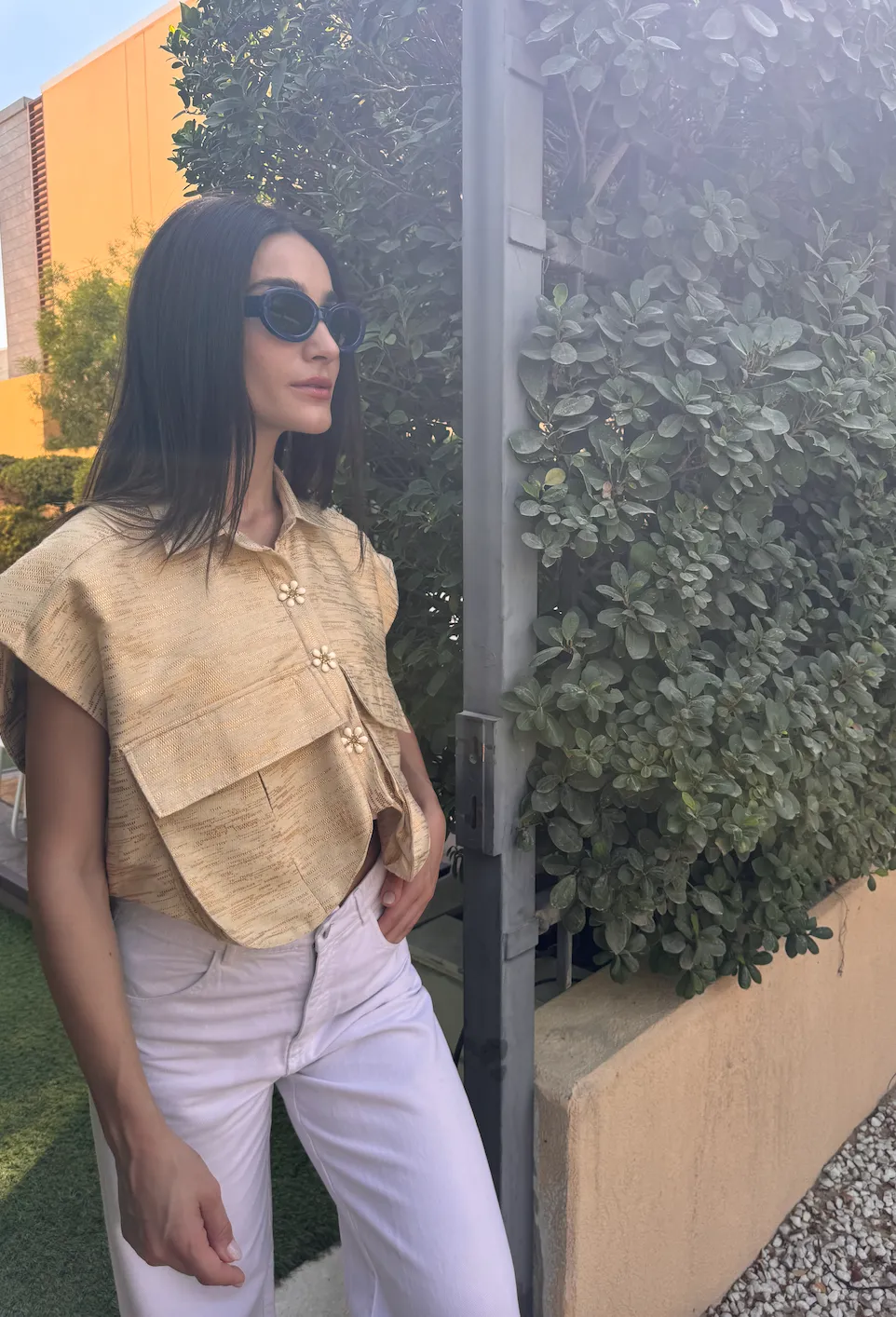 OVERSIZED Pockets Vest Metallic Gold