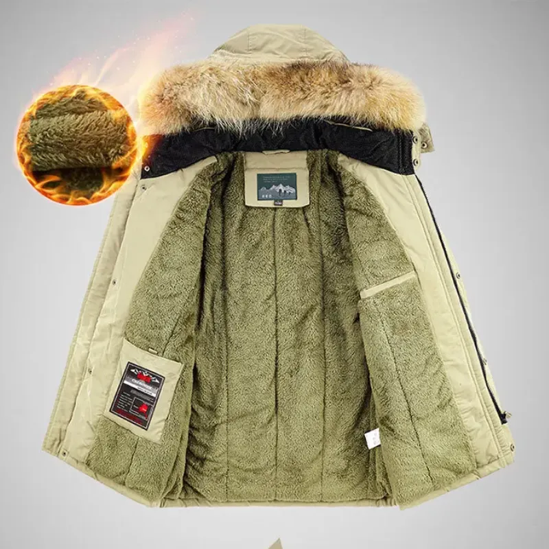 Parkhor - Parka Winterjas Heren – Winddicht met Warme Voering en Bontkraag