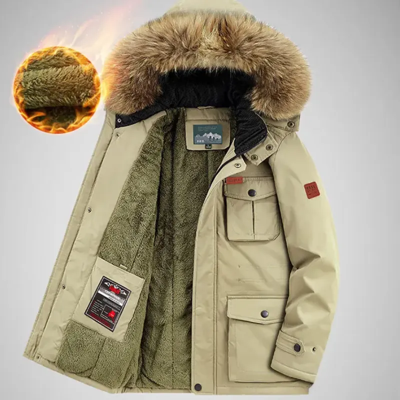 Parkhor - Parka Winterjas Heren – Winddicht met Warme Voering en Bontkraag